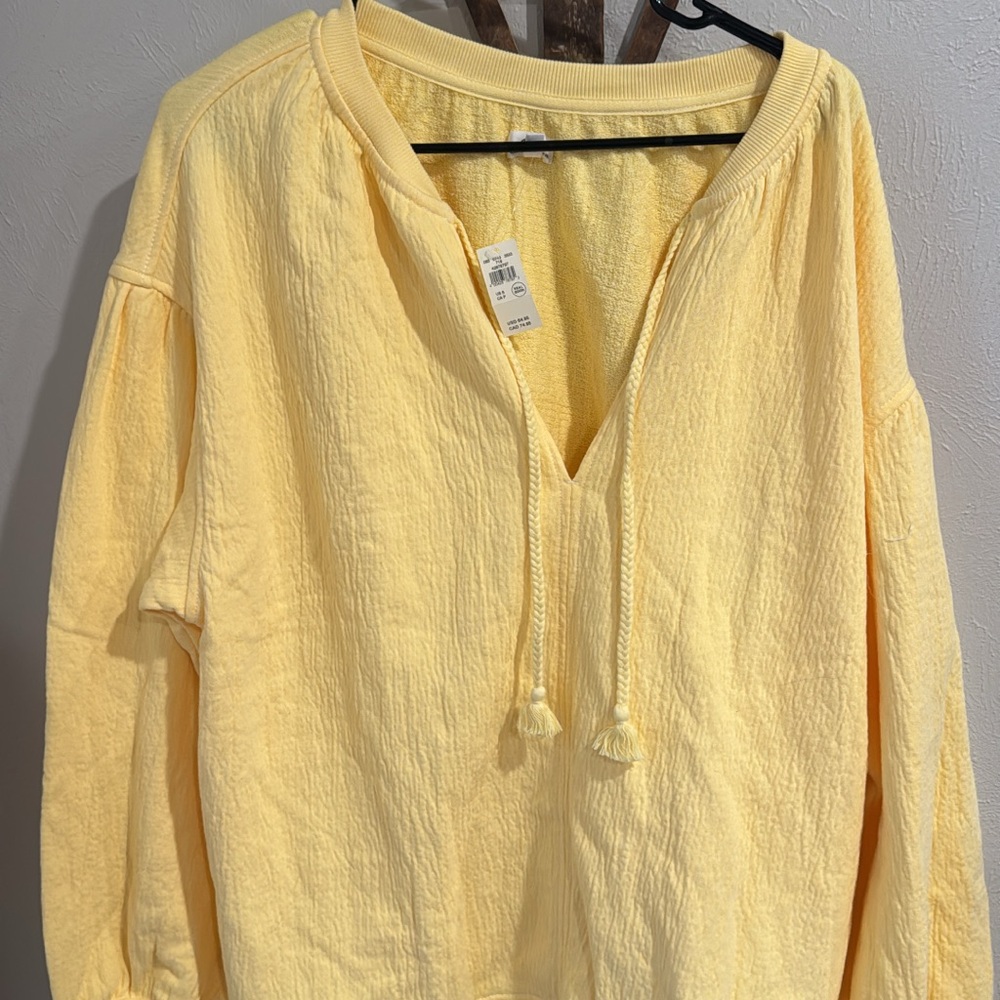 Nwt Oversized Yellow V-Neck Pullover